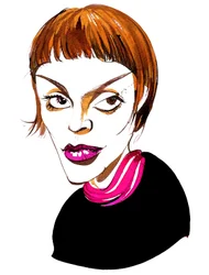 Brigitte Fassbaender, deutsche Mezzosopranistin, Regisseurin und Schriftstellerin (geboren 1939); Farbkarikatur